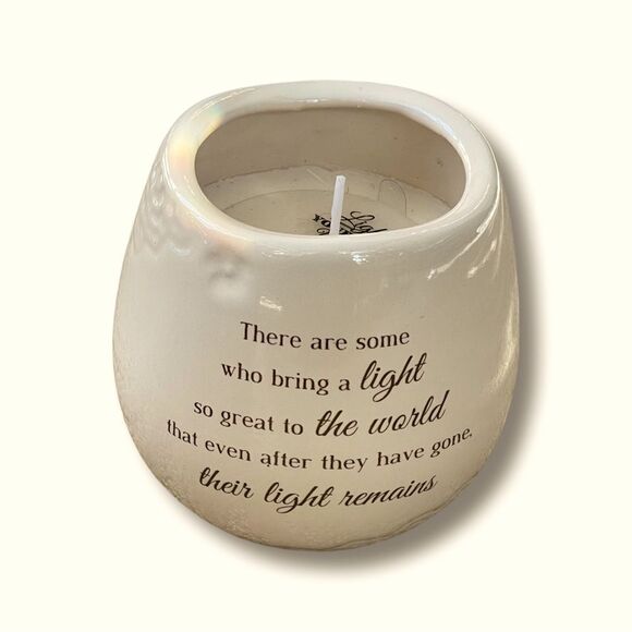 Pavilion Gift Co. In Memory “Light Remains” Ceramic Soy Wax Candle - Ivory - NWT - Picture 3 of 8